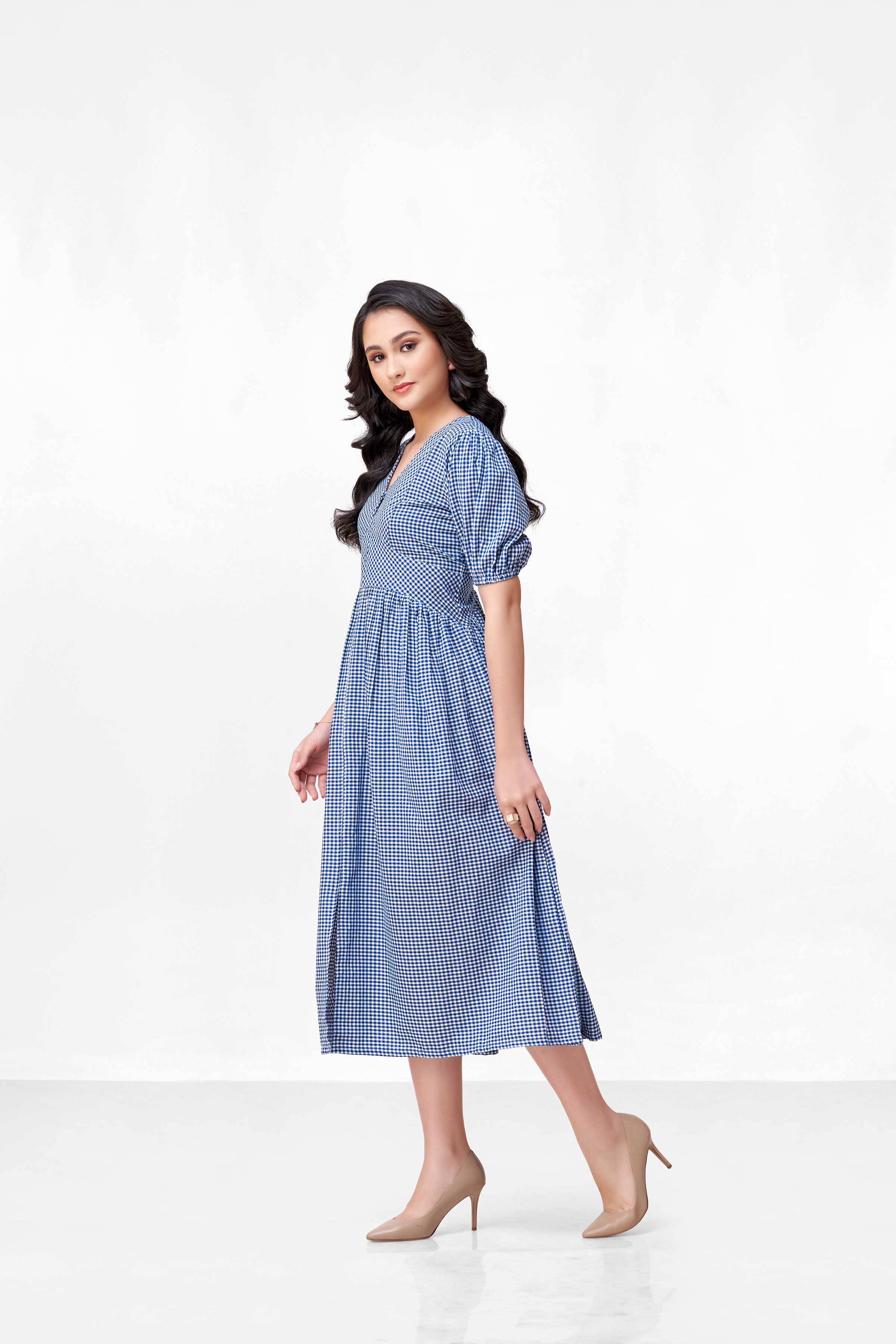 CLARA BLUE CHEX DRESS